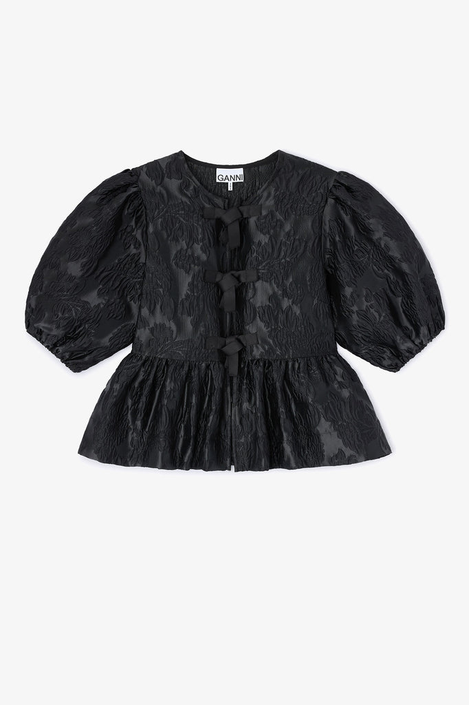Satin Cloque Peplum Blouse