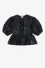 Satin Cloque Peplum Blouse