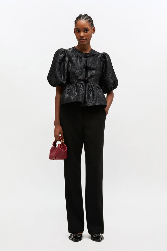Satin Cloque Peplum Blouse