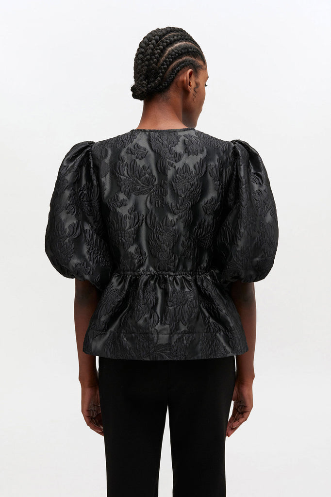 Satin Cloque Peplum Blouse