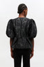 Satin Cloque Peplum Blouse