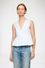 Stretch Cotton V Neck Pocket Blouse White