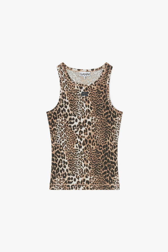 Leopard Rib Tank Top
