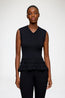 Fine Cotton Rib Crochet Vest Black