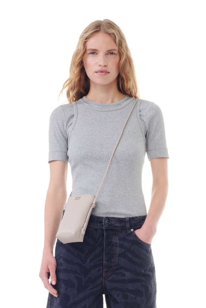 Ganni Bou Crossbody Oyster Grey
