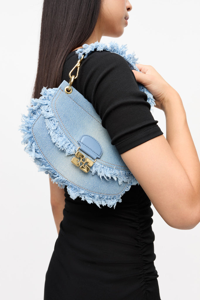 Apo-G Mini Top Handle Denim Raw Edge Bag