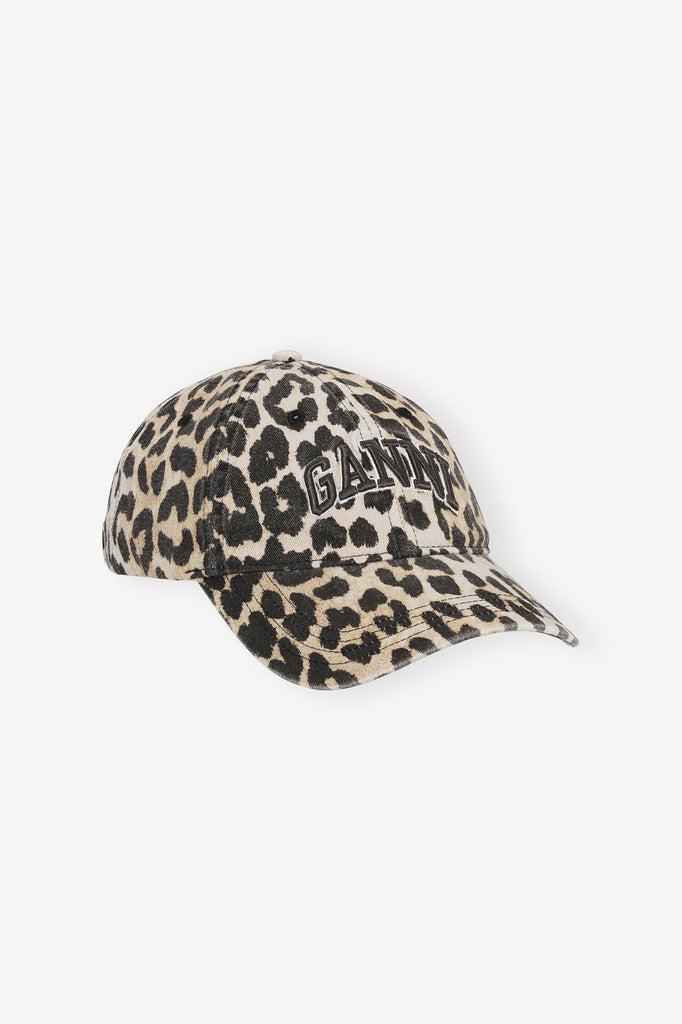 Washed Cotton Canvas Leopard Cap