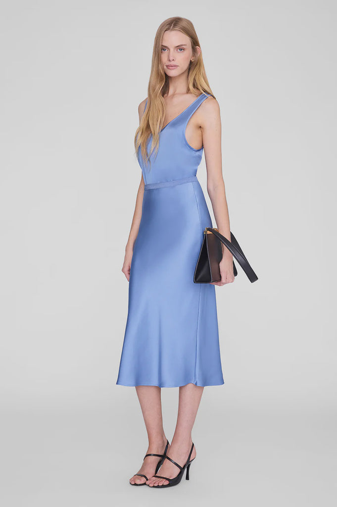 Bar Silk Skirt Storm Blue