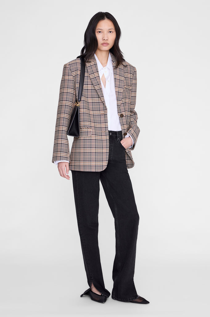 Quinn Blazer Beige Navy Checks