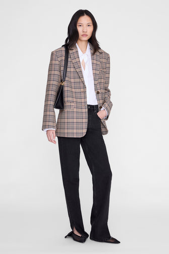 Quinn Blazer Beige Navy Checks