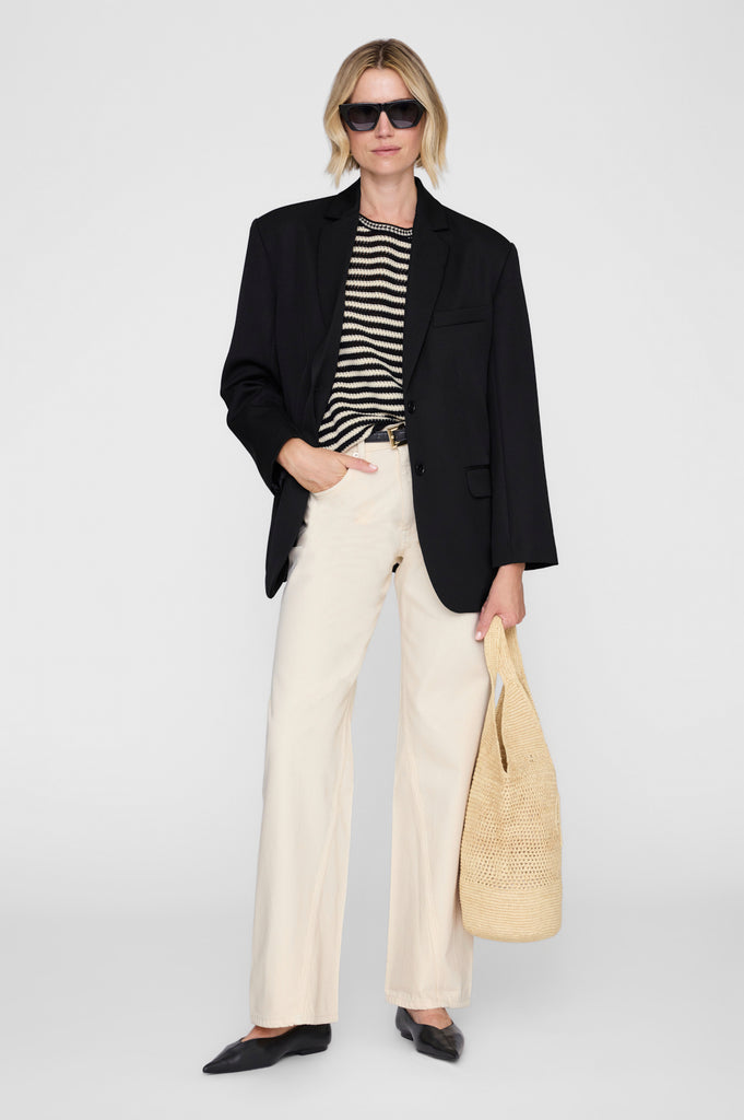 Theo Sweater Black and Ivory Stripe