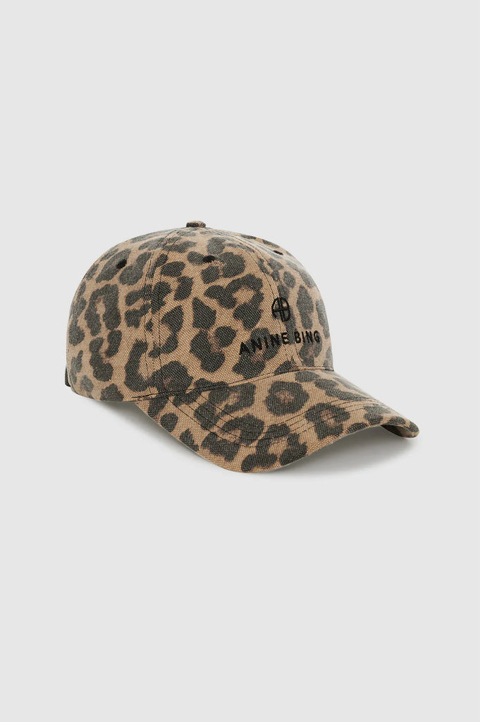 Jeremy Baseball Cap Black and Brown Leopard