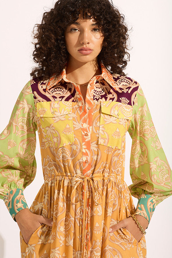 Palm Spliced Capri Maxi Dress