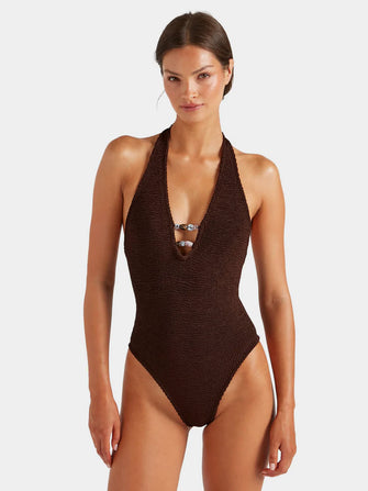 Adriana Beaded Swim Metallic Chocolate