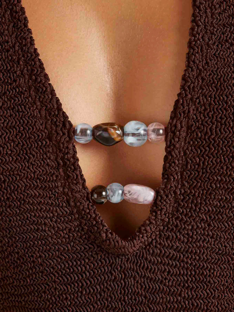 Adriana Beaded Swim Metallic Chocolate