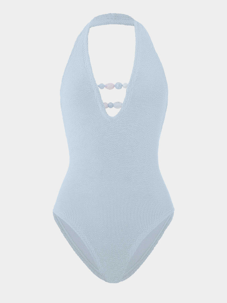 Adriana Beaded Swim Metallic Ice Blue