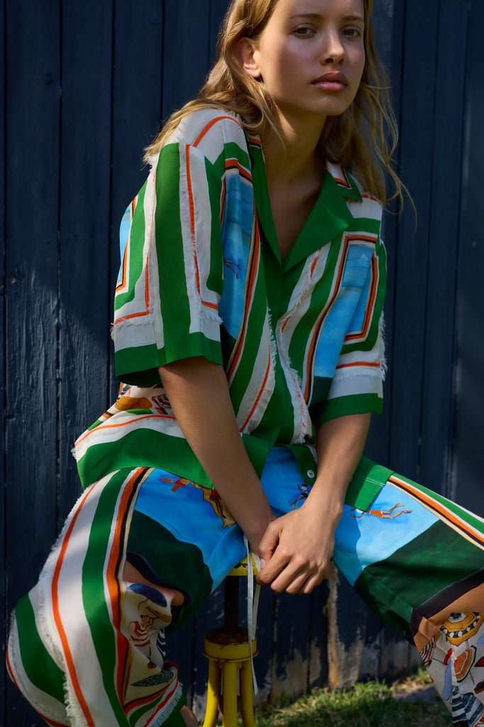 Ripple Effect Fringed Oversized Shirt