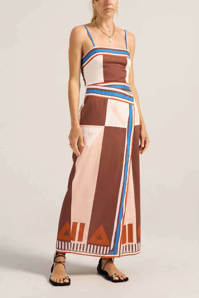 Aethra Dress Pink Brown Sarong Voile