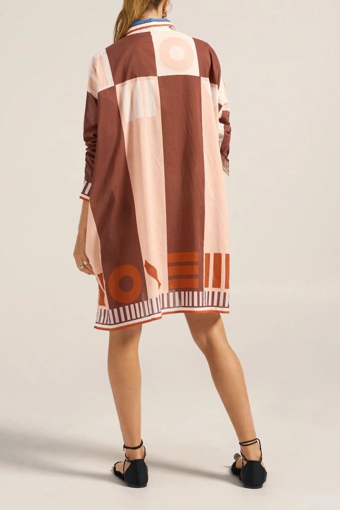 Artemis Shirt Dress Pink Brown Sarong Voile