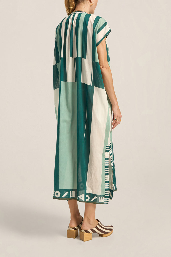 Thaddeus Caftan Green Sarong Voile