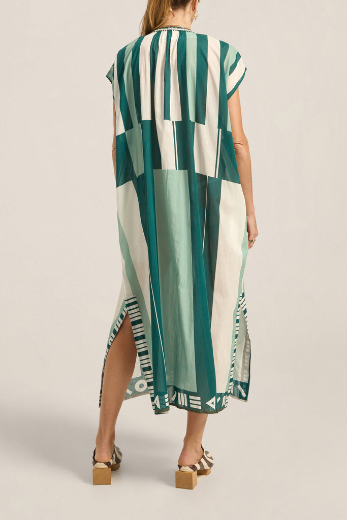 Thaddeus Caftan Green Sarong Voile
