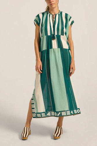 Thaddeus Caftan Green Sarong Voile