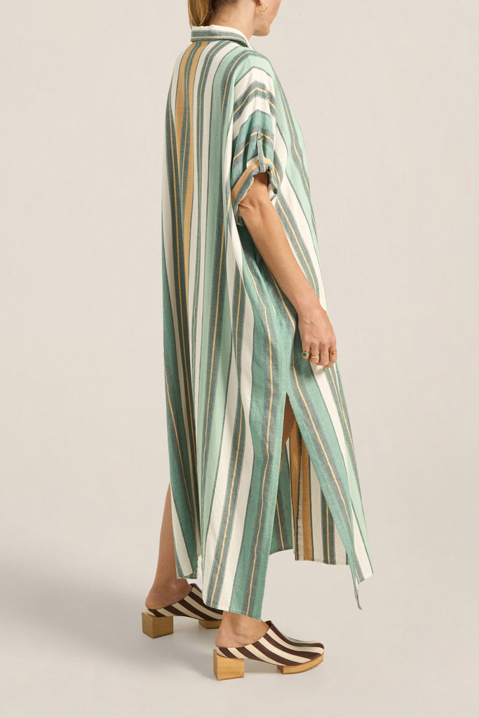 Melanie Caftan Green Fez Stripe