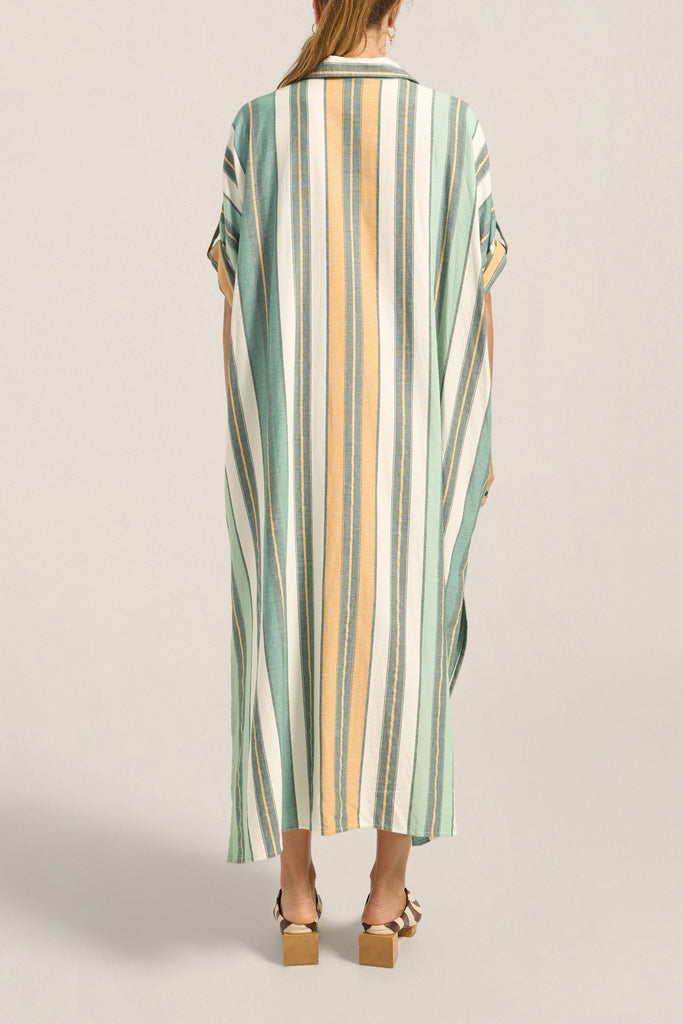 Melanie Caftan Green Fez Stripe