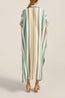 Melanie Caftan Green Fez Stripe