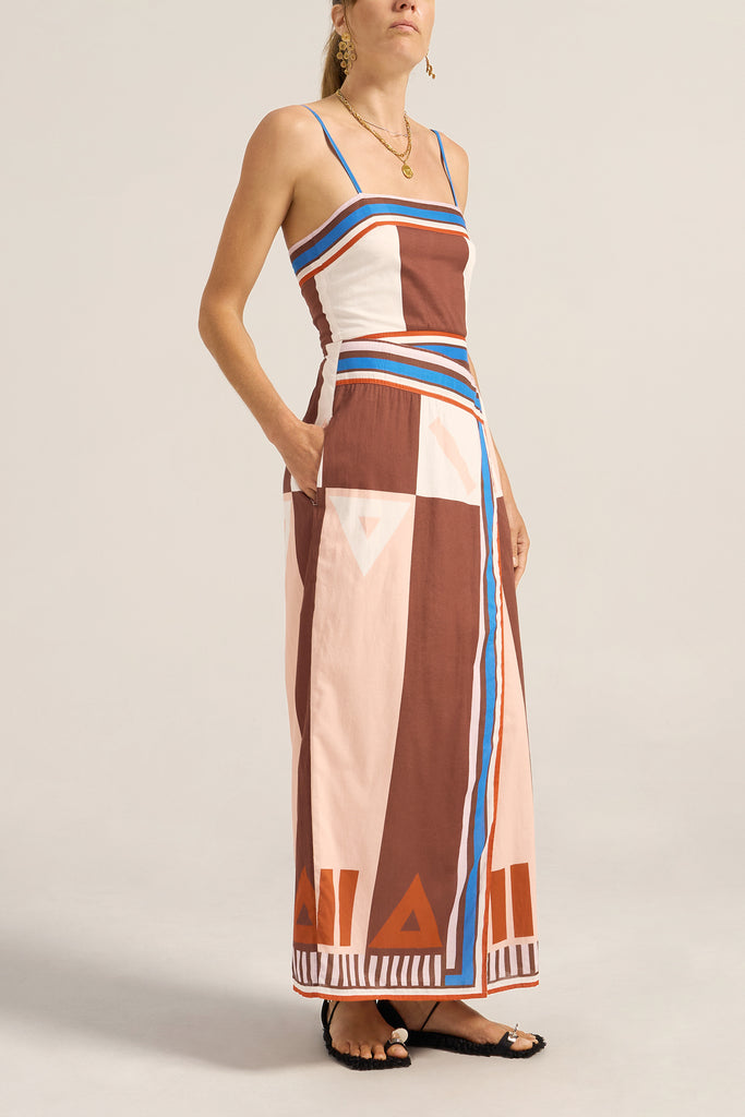 Aethra Dress Pink Brown Sarong Voile