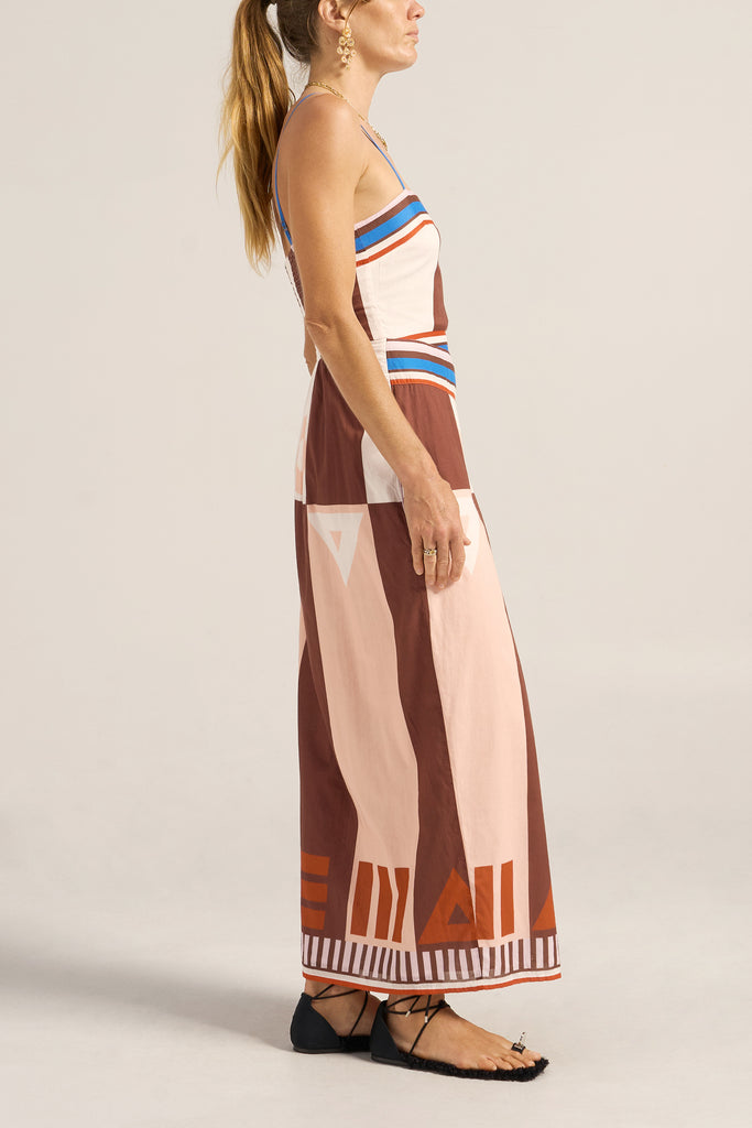 Aethra Dress Pink Brown Sarong Voile
