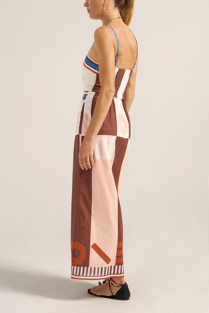 Aethra Dress Pink Brown Sarong Voile