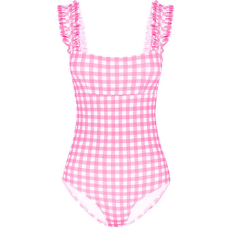 Blush Gingham Ruffle One Piece