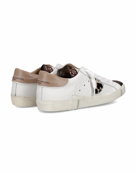 PRSX Low Sneaker Glitter Animalier Blanc