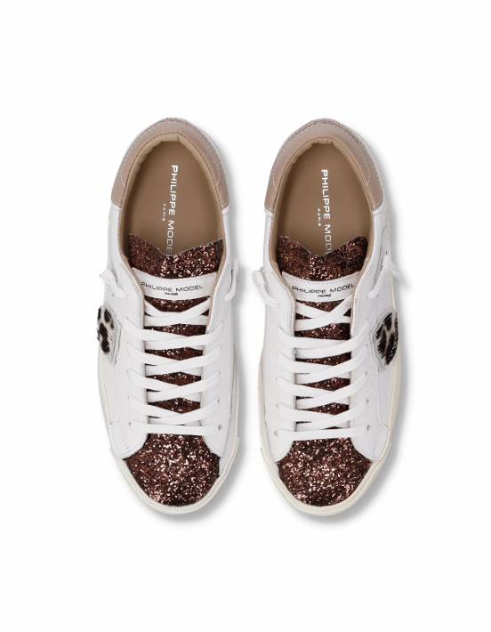 PRSX Low Sneaker Glitter Animalier Blanc