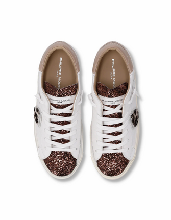 PRSX Low Sneaker Glitter Animalier Blanc