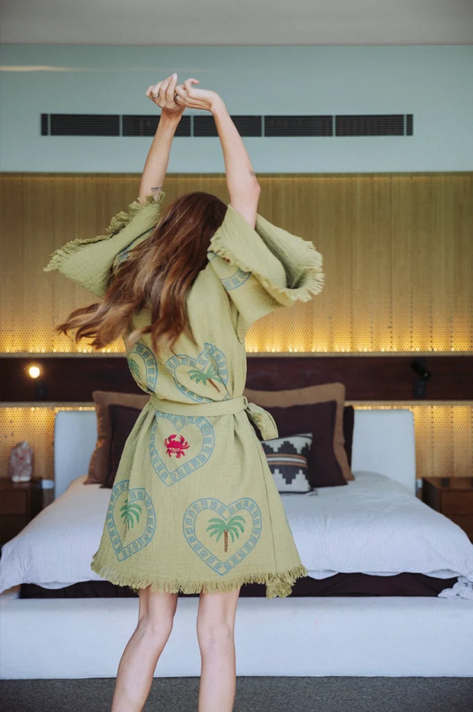 Midi Robe Kiwi Palm Crab