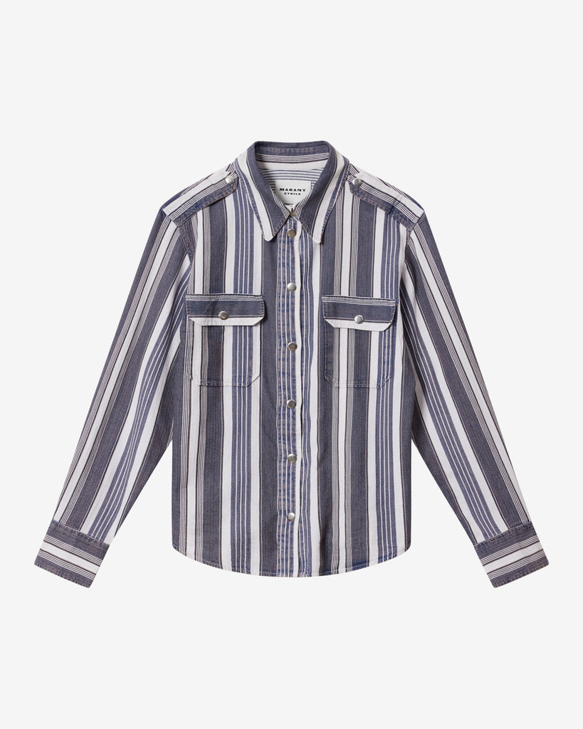 Gelva Shirt Ecru Blue Stripe