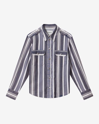 Gelva Shirt Ecru Blue Stripe