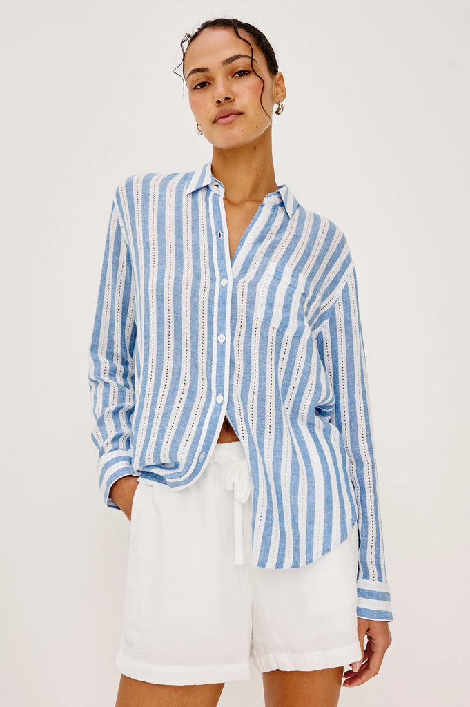 Charli Linen Shirt Atlantis Stripe