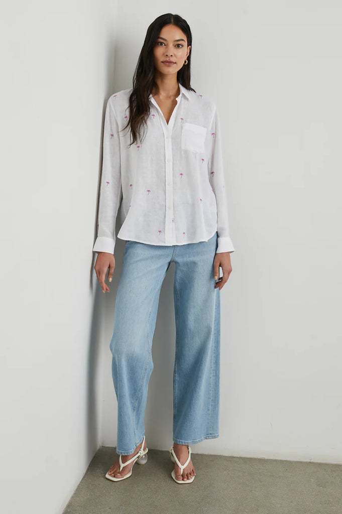 Charli Shirt Pink Palm Stripe