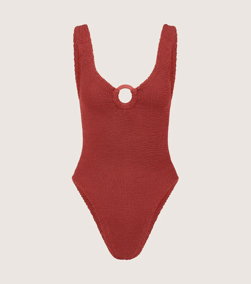 Celine Swim Metallic Rosewood Covered Hoops