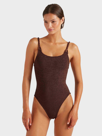 Camille Swim Metallic Chocolate