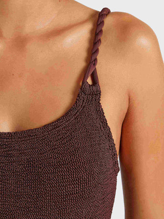 Camille Swim Metallic Chocolate
