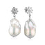 Surf Rider Baroque Pearl Earrings Silver