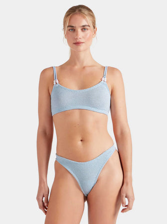 Cassie Beaded Bikini Metallic Ice Blue