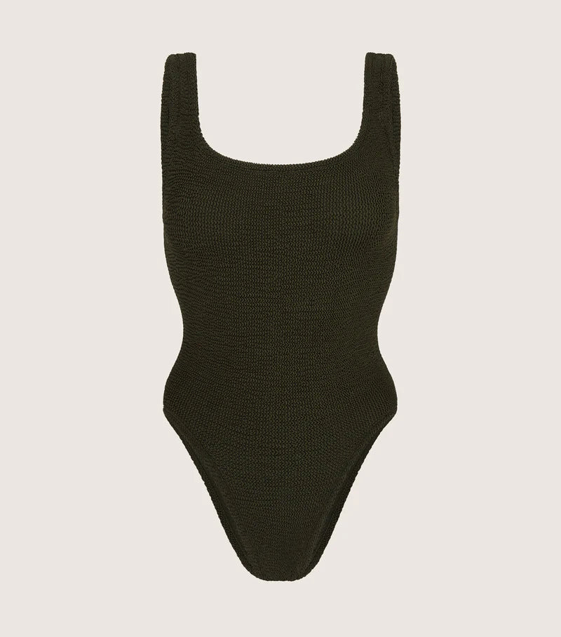 Square Neck Swim Metallic Khaki