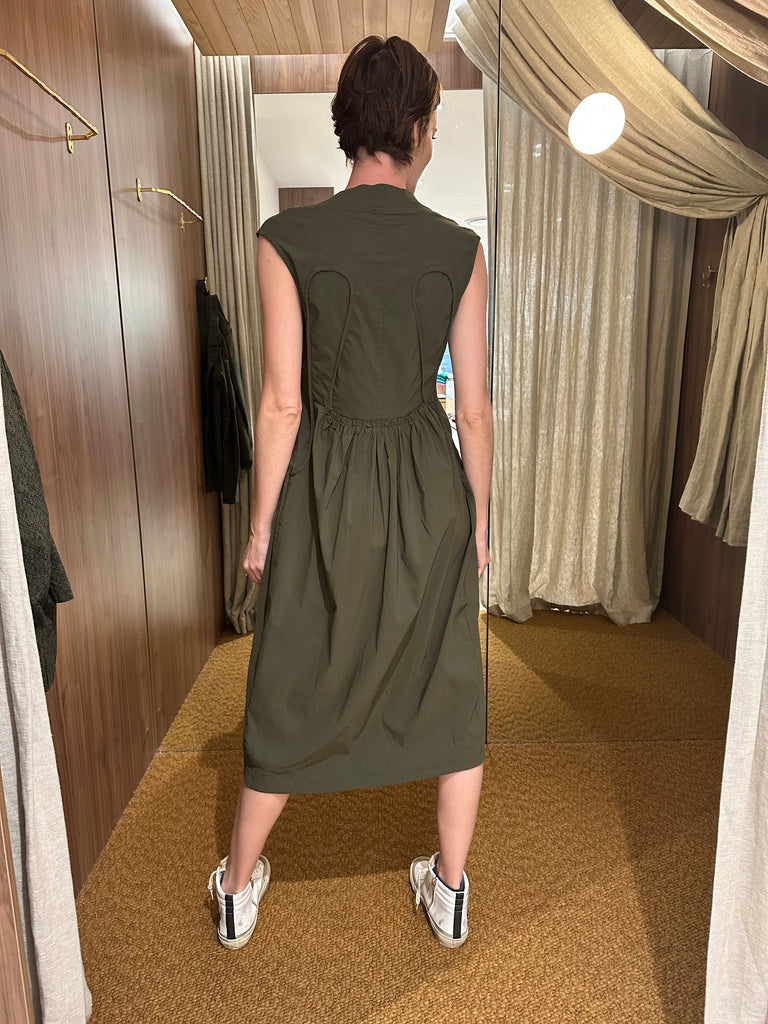 Cowl Neck Olive Dress