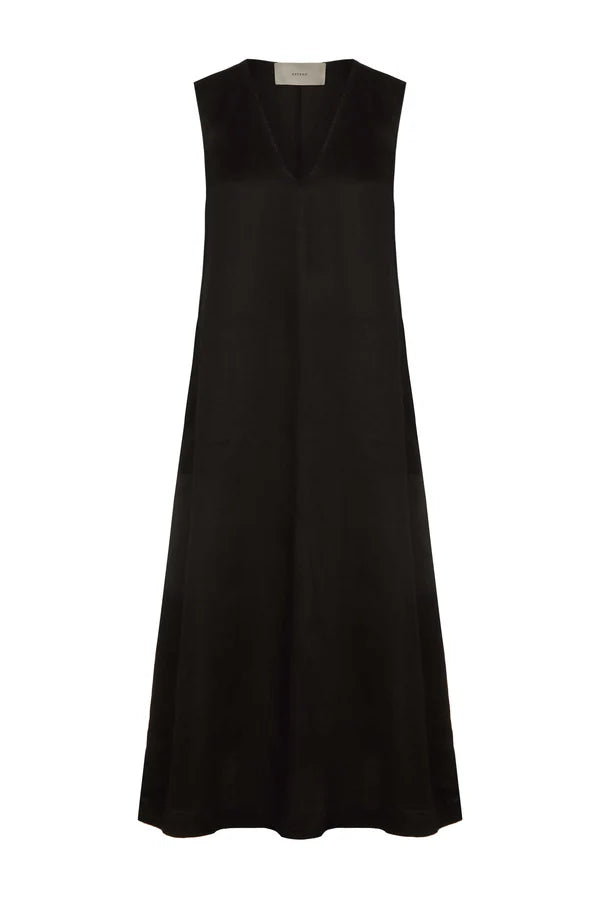 Nisha Black Linen Dress