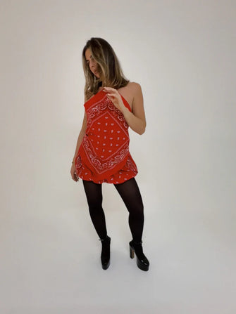 Bandana Puff Short Red